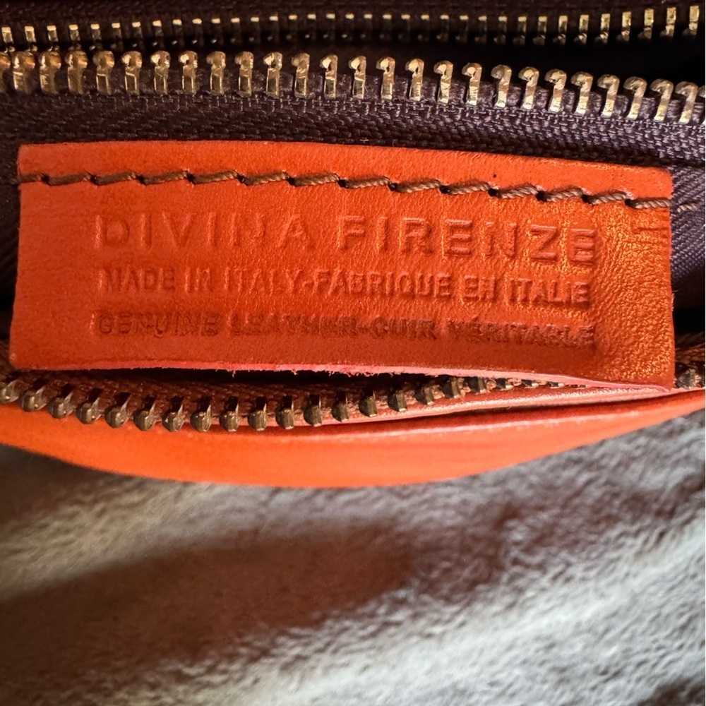Divina Firenze Lilla Orange Handmade Leather Bag Italy. 100% Leather - Picture 11 of 12